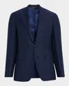 Canali Men's Textured Wool-blend Notch Lapel Blazer In Blue