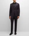 Canali Men's Tonal Check 130s Wool Suit In Dark Red