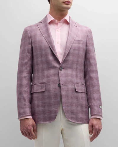 Canali Men's Tonal Plaid Sport Coat In Dark Pink