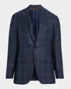 Canali Men's Tonal Plaid Wool Stretch Sport Coat In Blue