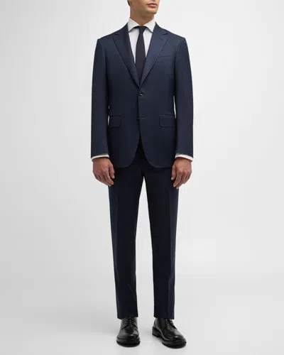 Canali Siena Tonal Herringbone Stripe Classic Fit Suit In Navy