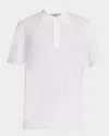 Canali Men's Waffle Knit Short-sleeve Polo Sweater In White