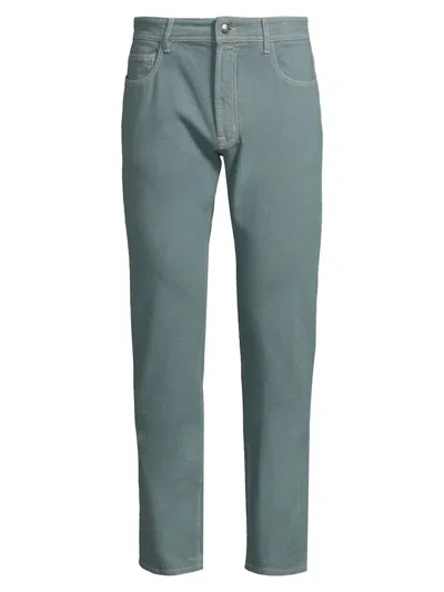 Canali Men's Washed Modern-fit Slim-straight Jeans In Green