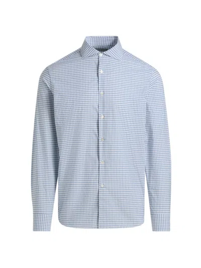 Canali Men's Window Check Cotton Sport Shirt In Blue