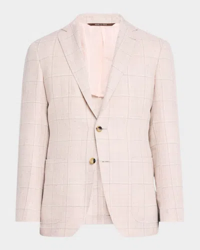 Canali Men's Windowpane Sport Coat In Light Pink
