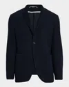 Canali Men's Wool And Cotton Jersey Textured Blazer In Blue