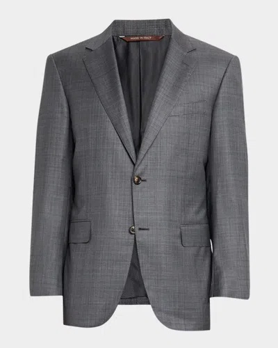 Canali Men's Wool And Silk Tonal Plaid Two-piece Suit In Gray