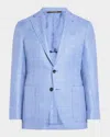 Canali Men's Wool-blend Hopsack Blazer In Lt Blue