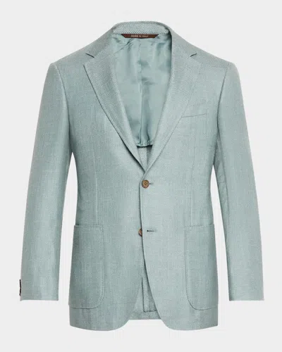 Canali Men's Wool-blend Twill Blazer In Green