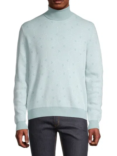 Canali Men's Wool-cashmere Blend Turtleneck Sweater In Light Blue