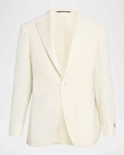 Canali Men's Wool Peak Lapel Dinner Jacket In White
