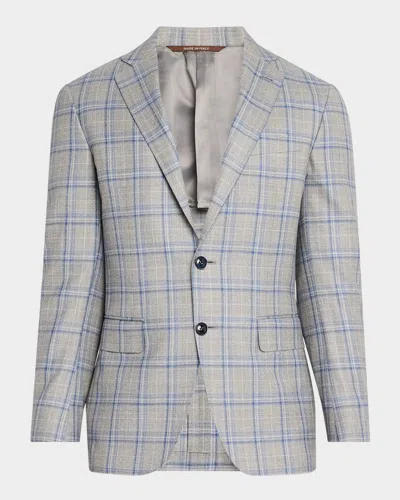 Canali Men's Wool Plaid Sport Coat In Light Grey