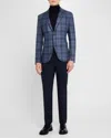 Canali Men's Wool-silk Check Sport Coat In Lt Blue