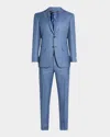 Canali Men's Wool-silk Windowpane Suit In Blue