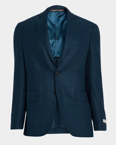 Canali Men's Wool Textured Notch Lapel Sport Coat In Blue