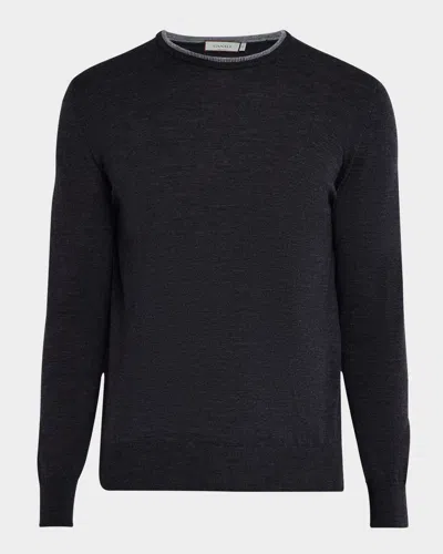 Canali Men's Wool Tipped Crewneck Sweater In Grey