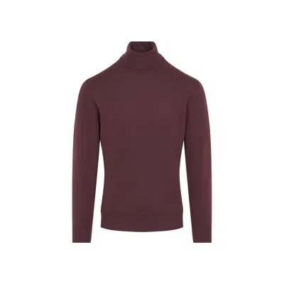 Canali Men's Wool Turtleneck Sweater In Red