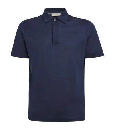 Canali Mercerised Cotton Polo Shirt In Blue