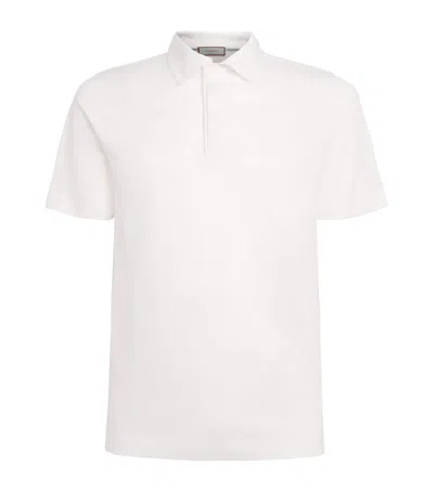 Canali Mercerised Cotton Polo Shirt In White