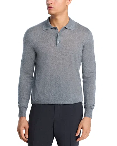 Canali Merino Knit Polo Sweater In Gray