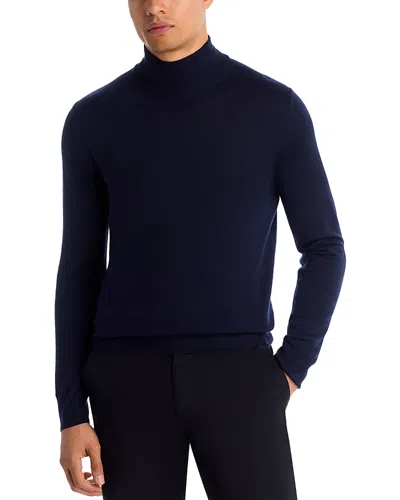 Canali Merino Mock Neck Sweater In Blue