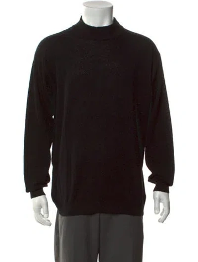 Pre-owned Canali Merino Wool Mock Neck Pullover In Black