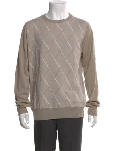 Pre-owned Canali Merino Wool Plaid Print Pullover In Neutrals