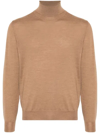 Canali Merino Wool Jumper In Brown