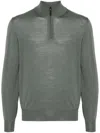 Canali Half-zip Wool Jumper In Green