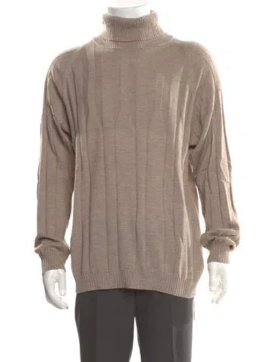 Pre-owned Canali Merino Wool Turtleneck Pullover In Neutral