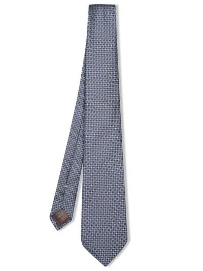 Canali Micro Circles Brown And Blue Tie