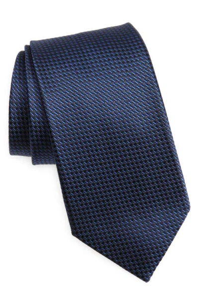 Canali Micro Fancy Silk Tie In Blue
