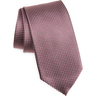 Canali Micro Fancy Silk Tie In Pink