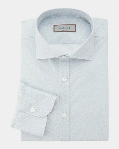 Canali Micro Floral Modern-fit Shirt In Blue