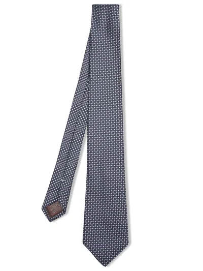 Canali Micro Geometric Grey/blue Tie