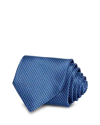 Canali Micro Geometric Print Neat Silk Classic Tie In Dark Blue