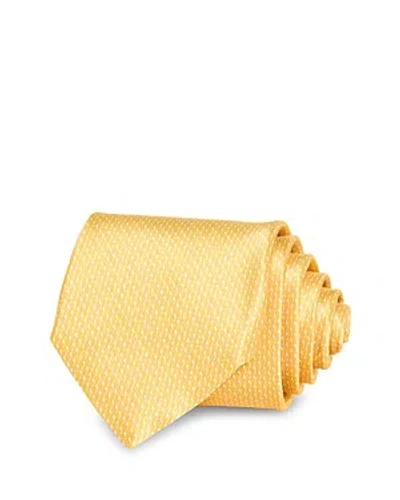 Canali Micro Geometric Print Neat Silk Classic Tie In Yellow