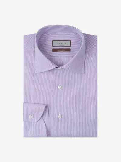Canali Men's Cotton Dress Shirt In Purple