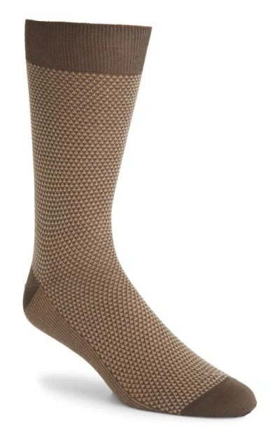 Canali Micropattern Cotton Dress Socks In Brown