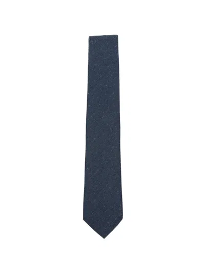 Canali Micro-pattern Silk Tie In Blue