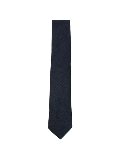 Canali Micro-pattern Silk Tie In Blue