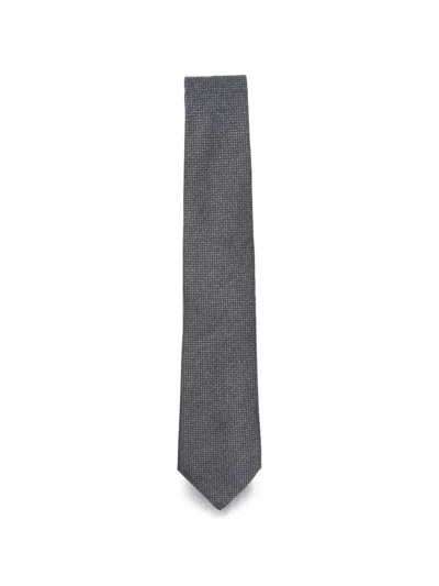 Canali Micro-pattern Silk Tie In Gray