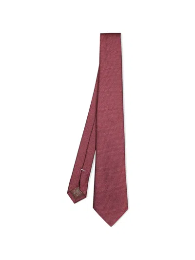 Canali Micro-pattern Silk Tie In Red