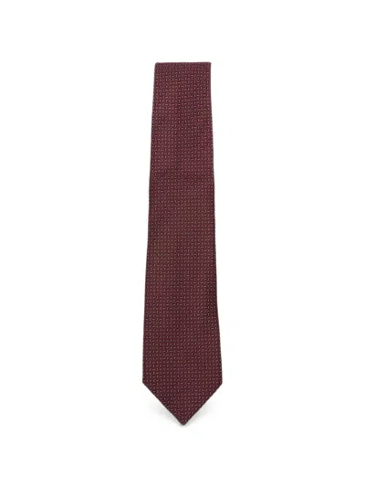 Canali Micro-pattern Silk Tie In Brown