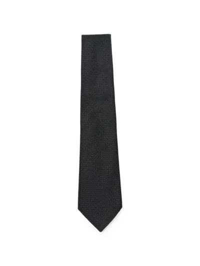 Canali Micro-pattern Silk Tie In Black