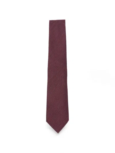 Canali Micro-pattern Silk-blend Tie In Burgundy