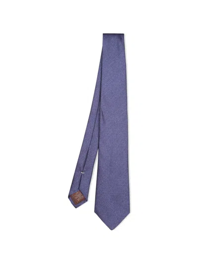 Canali Micro-pattern Tie In Blue