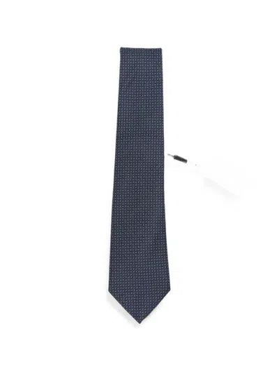 Canali Micro-patterned Silk Tie In Blue
