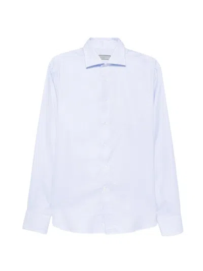 Canali Micro-patterned Spread-collar Shirt In White