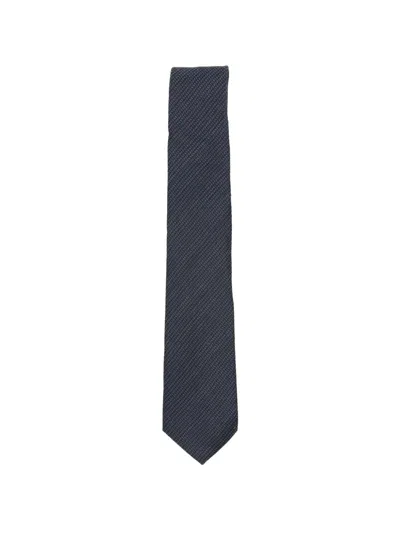 Canali Micro-patterned Wool Tie In Blue